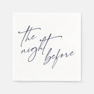 Aangepaste 'The Night Before' marineblauwe typogra Servet