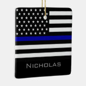 Aangepaste thin blauwe lijnvlag keramisch ornament (Rechts)