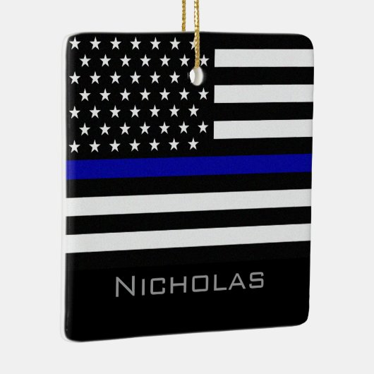 Aangepaste thin blauwe lijnvlag keramisch ornament (Rechts)