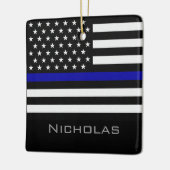 Aangepaste thin blauwe lijnvlag keramisch ornament (Links)