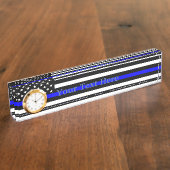 Aangepaste Thin Blue Line American Flag Display Naambordje (Zijkant)