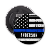 Aangepaste thin Blue Line Flag Police Button Flesopener (Voorkant)