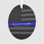 Aangepaste 'Thin Blue Line Grey' Amerikaanse vlag  Ornament (voorkant)