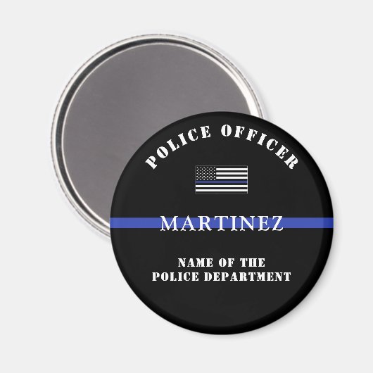 Aangepaste 'Thin Blue Line Police Officer' Magneet (Voorkant / Achterkant)