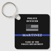 Aangepaste 'Thin Blue Line Police Officer' Sleutelhanger (Voorkant)