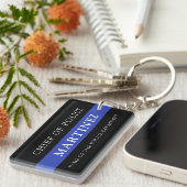 Aangepaste 'Thin Blue Line Police Officer' Sleutelhanger (Voorkant Rechts)