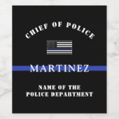 Aangepaste 'Thin Blue Line Police Officer' Wijn Etiket (Enkel label)