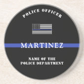 Aangepaste 'Thin Blue Line Police Officer' Zandsteen Onderzetter (Voorkant)