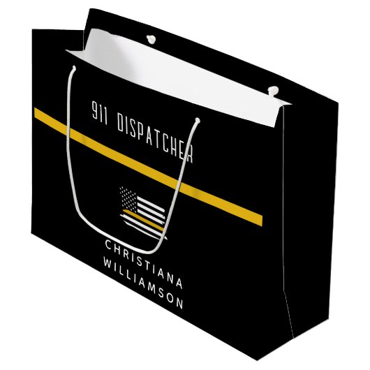 Aangepaste thin Gold Line Flag 911 Dispatcher Groot Cadeauzakje (Voorkant Gekanteld)