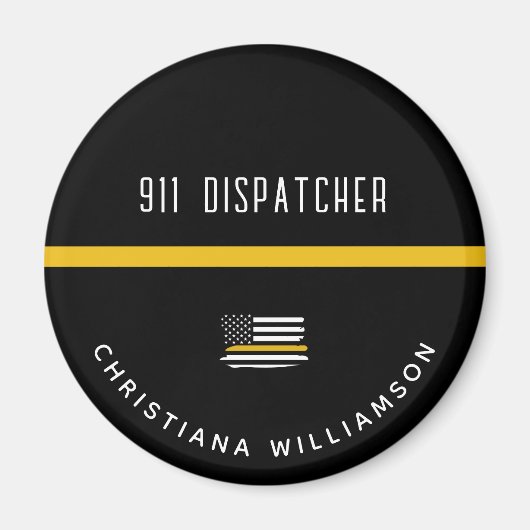 Aangepaste thin Gold Line Flag 911 Dispatcher Magneet (Voorkant)