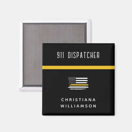 Aangepaste thin Gold Line Flag 911 Dispatcher Magneet (Voorkant / Achterkant)