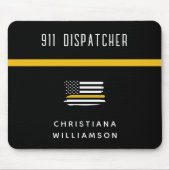 Aangepaste thin Gold Line Flag 911 Dispatcher Muismat (Voorkant)