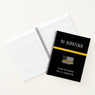 Aangepaste thin Gold Line Flag 911 Dispatcher Notitieboek