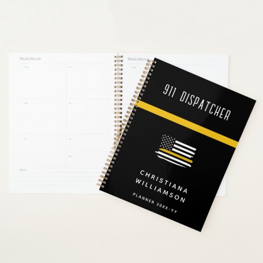 Aangepaste thin Gold Line Flag 911 Dispatcher Planner (Display)