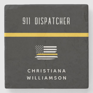 Aangepaste thin Gold Line Flag 911 Dispatcher Stenen Onderzetter