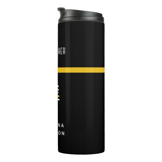 Aangepaste thin Gold Line Flag 911 Dispatcher Thermosbeker (Geroteerd rechts)