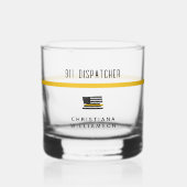 Aangepaste thin Gold Line Flag 911 Dispatcher Whisky Glas (Voorkant)