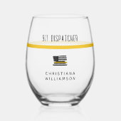 Aangepaste thin Gold Line Flag 911 Dispatcher Wijnglas Zonder Voet (Voorkant)