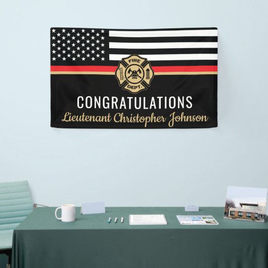 Aangepaste 'Thin Red Line Flag Firefighter Retirem Spandoek (Beurs)