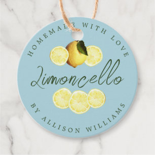 Aangepaste Thuisgemaakte Limoncello Blauw Bedankjes Labels