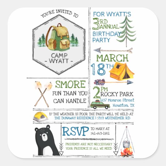 Aangepaste ticker vierkante sticker (Voorkant)