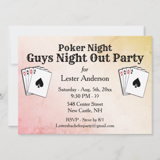 Aangepaste titel pokeravond feest uitnodiging (Voorkant)