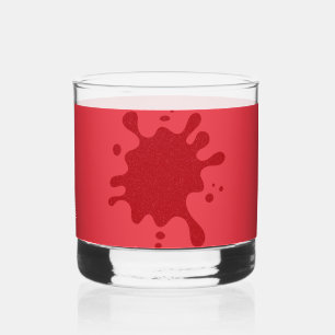 Aangepaste tomaat rode inkt splash rotsen glas