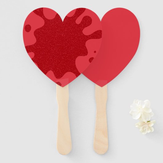 Aangepaste Tomaat Rood Hartventilator – Bulk Set v Handwaaier (Voorkant en achterkant)