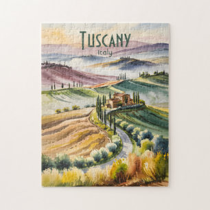 Aangepaste Toscaanse waterverf glooiende heuvellan Legpuzzel