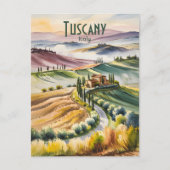 Aangepaste Toscane Rolling Hills Waterverf Reizen Briefkaart (Voorkant)