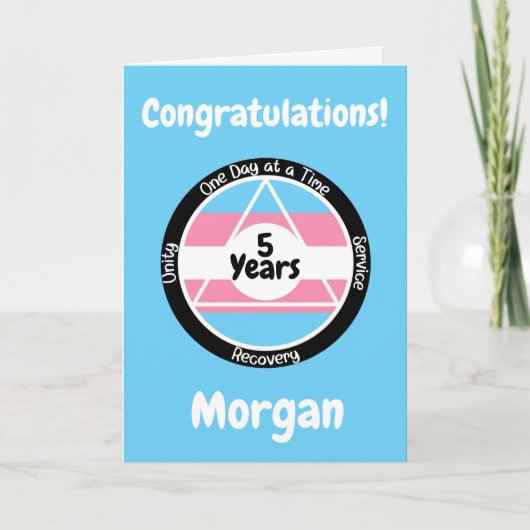 Aangepaste Transgender Pride Sobriety Kaart (Voorkant)