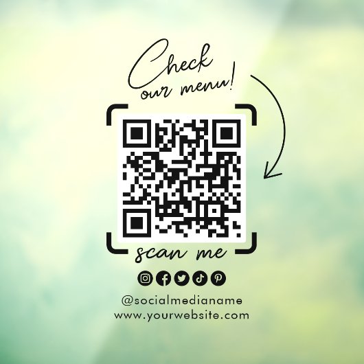 Aangepaste transparante zakelijke QR-code sociale Raamsticker (Vel 3)