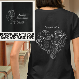 Aangepaste trauma-verpleegster zaknaam & hart medi t-shirt
