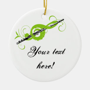Aangepaste, Treble Clef & Flute Keramisch Ornament