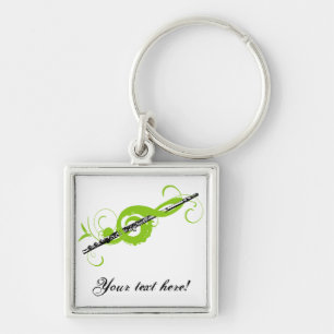Aangepaste, Treble Clef & Flute Sleutelhanger