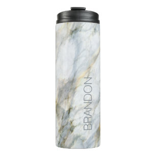 Aangepaste trendy blauwe grijze bruine marmeren st thermosbeker