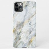 Aangepaste Trendy Blue Grey Brown Marble Stone Tex iPhone Hoesje (Achterkant)