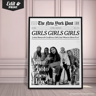 Aangepaste Trendy Krantenprint Meisjes Willen Leuk Poster