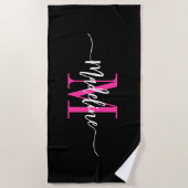 Aangepaste trendy stijlvolle monogram naam script strandlaken (Voorkant)