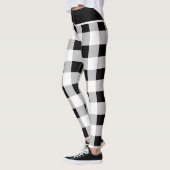 Aangepaste Trendy Zwart Wit Grijs Geruite Patroon Leggings (Links)