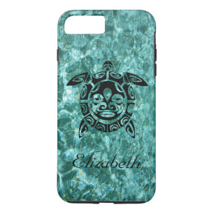 Aangepaste Tribale Masker Zee Schildpad Aqua Blauw iPhone 8 Plus / 7 Plus Hoesje