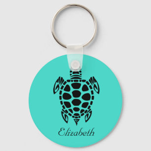 Aangepaste tribale Zee Turquoise Sleutelhanger