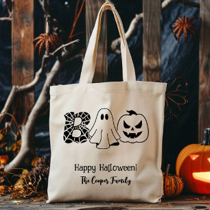 Aangepaste Trick or treat Halloween Boo Familie Tote Bag