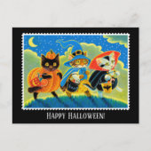 Aangepaste Trick or treat Halloween Cat Witch Briefkaart (Voorkant)