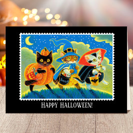 Aangepaste Trick or treat Halloween Cat Witch Kaart
