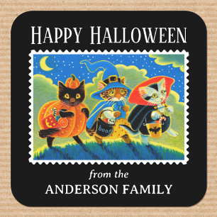 Aangepaste Trick or treat Halloween Cat Witch Vierkante Sticker
