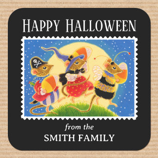 Aangepaste Trick or treat Halloween Mice Vierkante Sticker