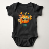 Aangepaste Trick or treat Sinaasappel Pompoen Fun  Romper (Voorkant)