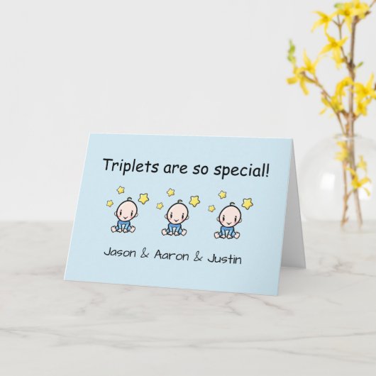 Aangepaste Triplets Gefeliciteerd Kaart, Triplet B Kaart (Gele Bloem)
