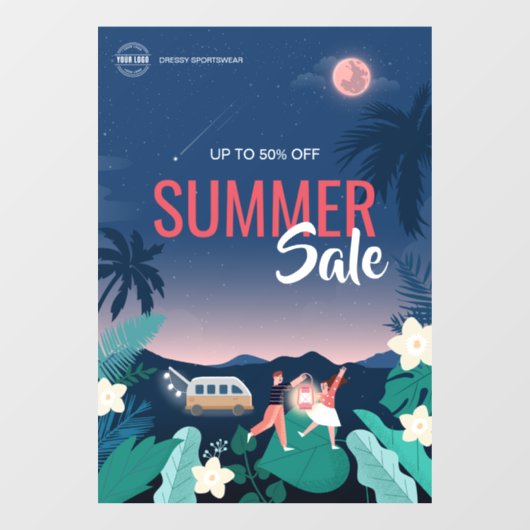 Aangepaste Tropical Palm Summer Sale Zakelijke adv Raamsticker (Vel)